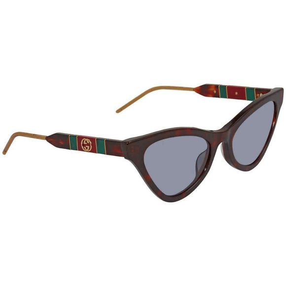 NEW Gucci Blue and Havana Cat Eye Women's Sunglasses - Picture 1 of 4